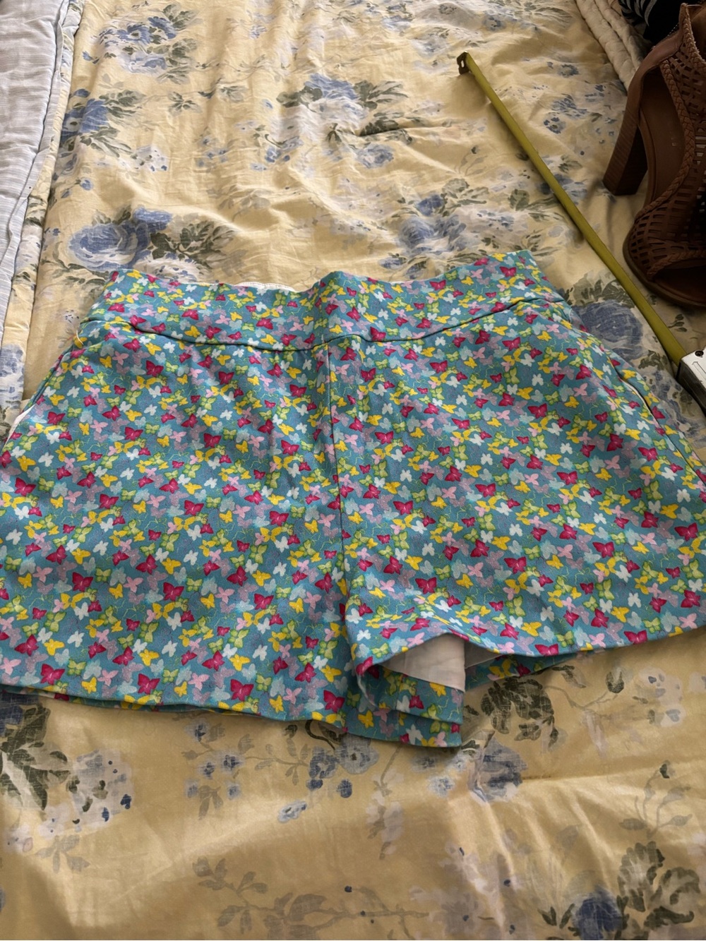 Wallflower Blue Butterfly-Print High Waist Shorts